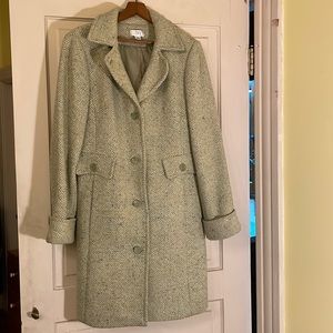 Green and ivory herringbone coat by Loft Women’s 8